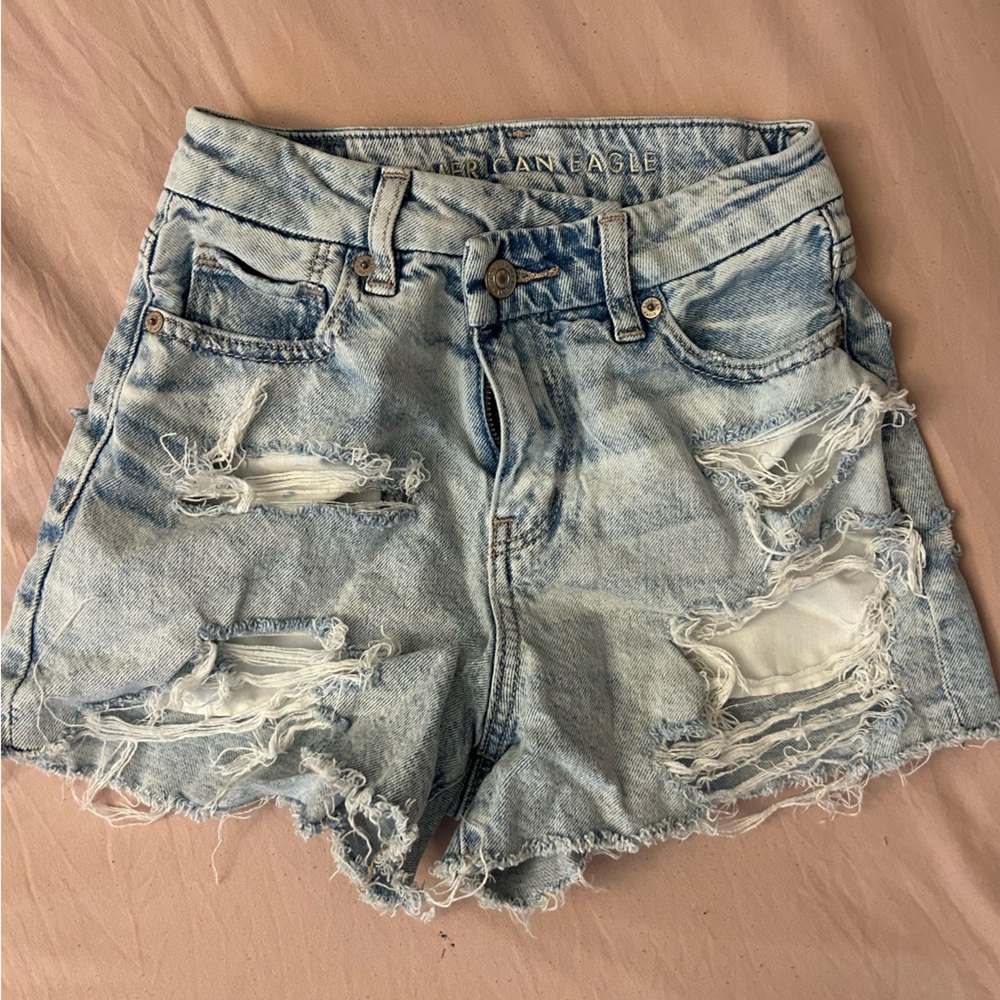 American Eagle asymmetrical waistband denim shorts